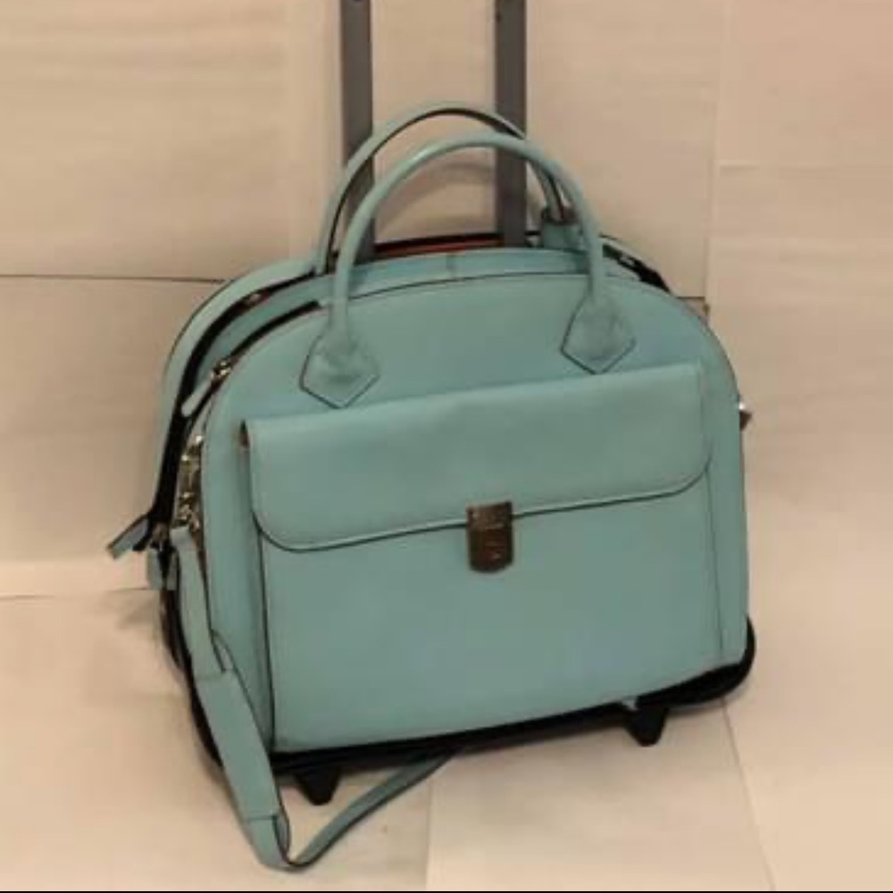 Teal Roller Tote Carryon Work Bag on Wheels